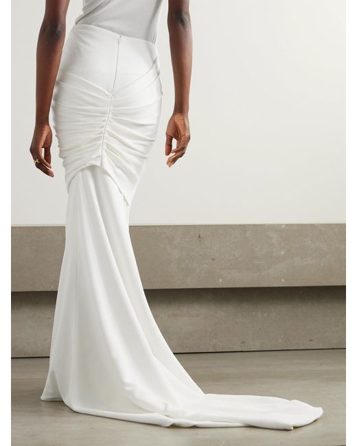 Stella McCartney White Train Maxirock Aus Crêpe Mit Raffungen