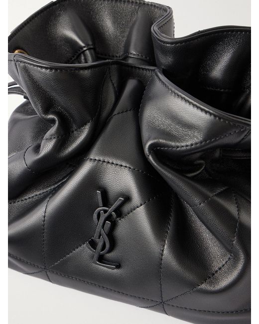 Saint Laurent Black Jamie Cassandre-Appliquéd Quilted Leather Shoulder Bag