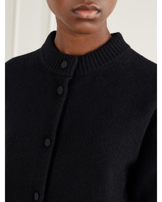Rohe Black Calf Hair-Trimmed Wool-Blend Cardigan