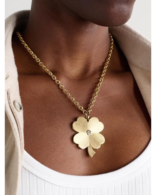 Marie Lichtenberg Natural Jumbo Clover 18-Karat Diamond Necklace