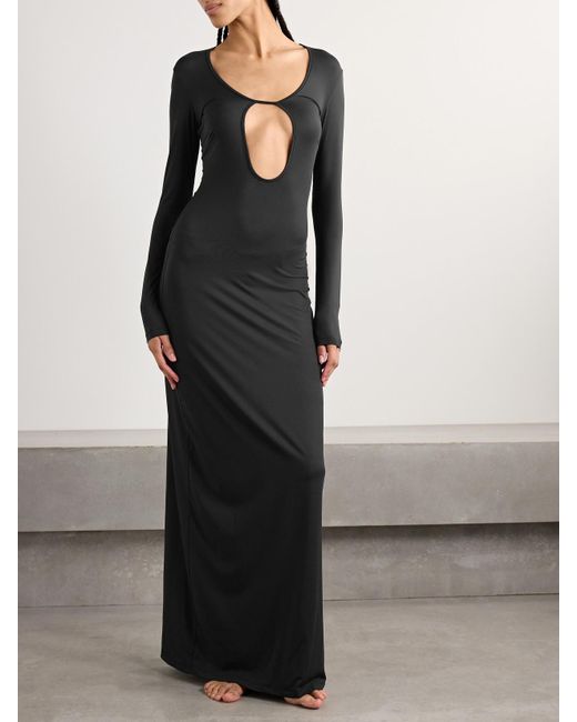 Kiki de Montparnasse Black Echauffe Cutout Stretch-Jersey Gown