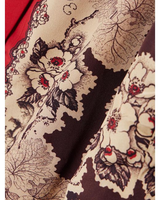 Bode Red Storybook Printed Silk Mini Dress