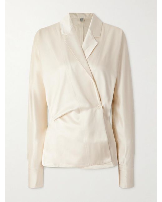 Totême  Natural Satin Wrap Blouse