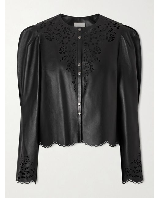 Isabel Marant Black Nerida Laser-Cut Leather Jacket