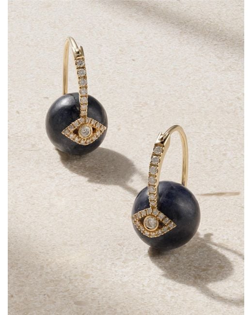 Sydney Evan Natural Evil Eye 14-Karat, Sapphire And Diamond Earrings