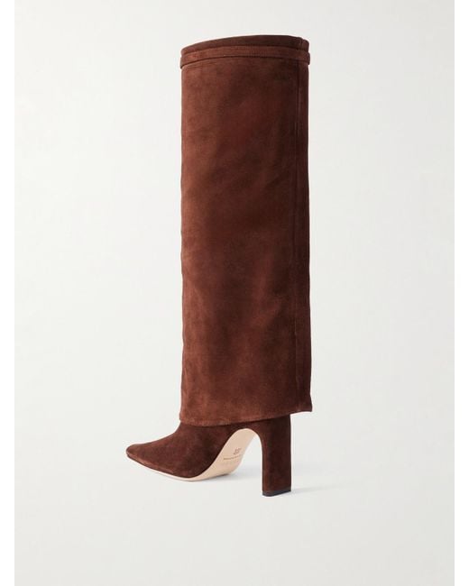 Staud Brown Wally Kniehohe Stiefel Aus Veloursleder Mit Schnallen