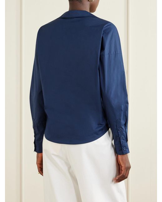 ANDRES OTALORA Blue Dalila Knotted Cotton-Poplin Blouse