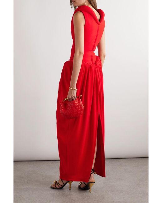 Bottega Veneta Gathered Bouclé Maxi Dress