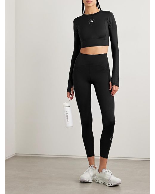 Adidas By Stella McCartney Black Truestrength Verkürztes Oberteil Mit Print Und Cut-Out