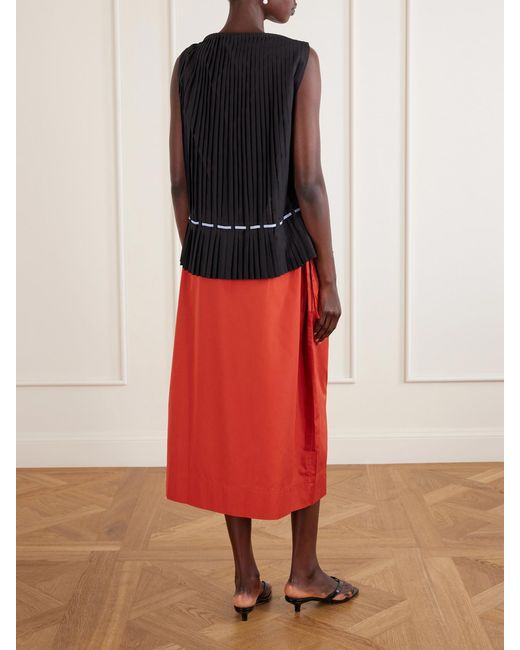 Totême  Black Belted Pleated Poplin Blouse