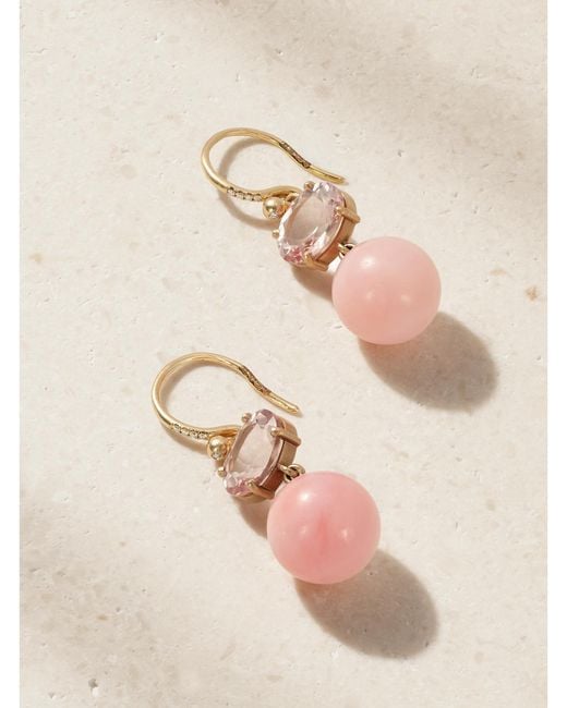 Irene Neuwirth Natural Gumball 18-Karat Rose, Morganite, Opal And Diamond Earrings