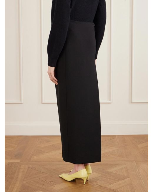 Khaite Black Lyle Crepe Midi Skirt