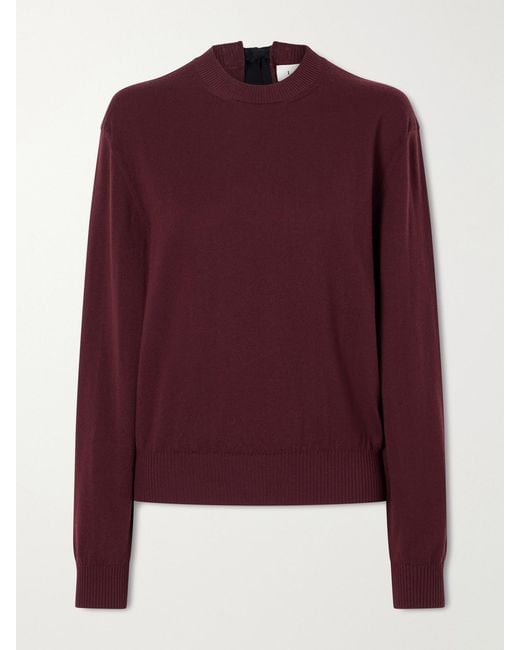 Lanvin Purple Bow-Detailed Wool-Blend Cardigan