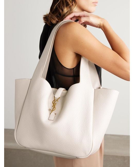 Saint Laurent Natural Le 5 À 7 Bea Tote Aus Strukturiertem Leder