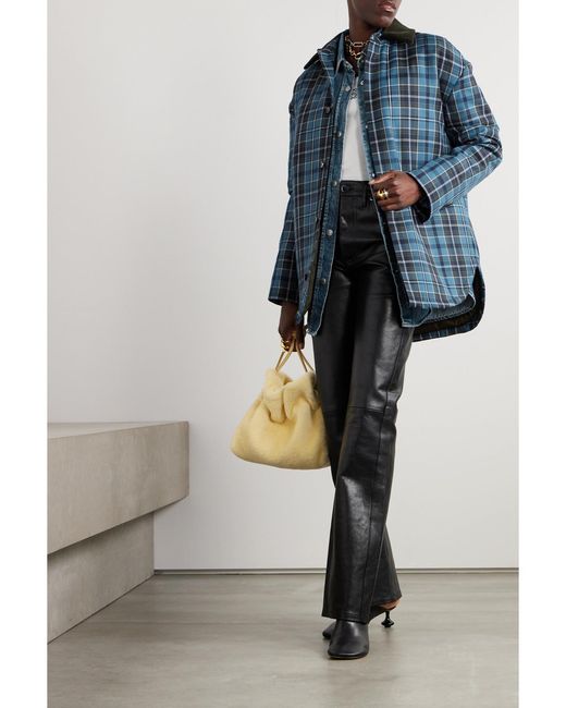 Loewe Blue Cotton Corduroy-Trimmed Checked Wool-Blend Padded Jacket