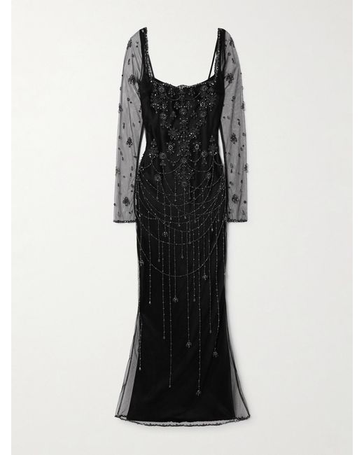 Clio Peppiatt Women's Black Chandelier Embellished Tulle Gown - www.disolcolor.com Clio Peppiatt Women's Black Chandelier Embellished Tulle Gown - www.disolcolor.com