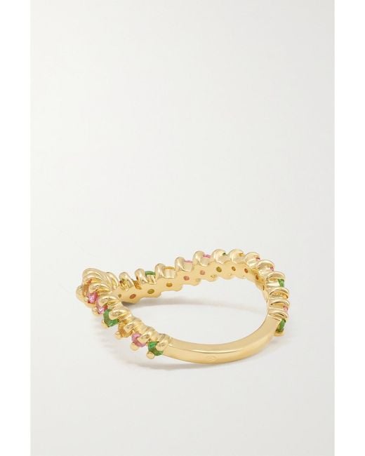 Yvonne Léon Metallic Alliance Vague 18-Karat, Sapphire And Tsavorite Ring