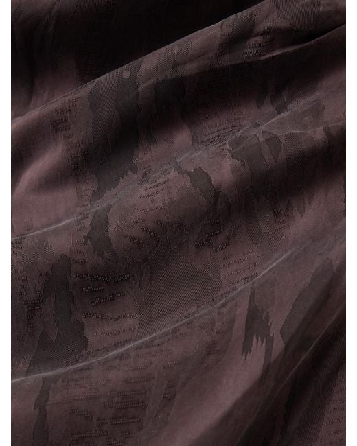 St. Agni Brown Gathered Washed Satin-Jacquard Maxi Dress