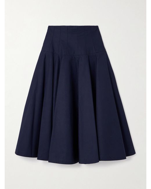 Altuzarra Blue Nell Midirock Aus Baumwolle Mit Falten