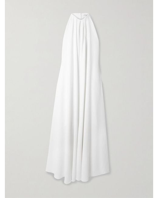 Givenchy White Open-Back Draped Cady Halterneck Maxi Dress