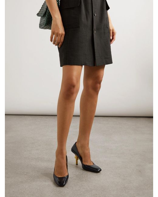 Bottega Veneta White Knot Glossed-Leather Pumps