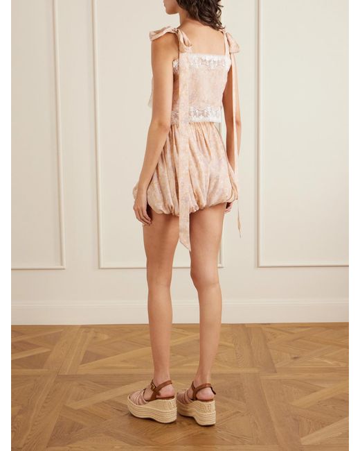 Chloé Natural Pleated Floral-Print Silk-Charmeuse Shorts