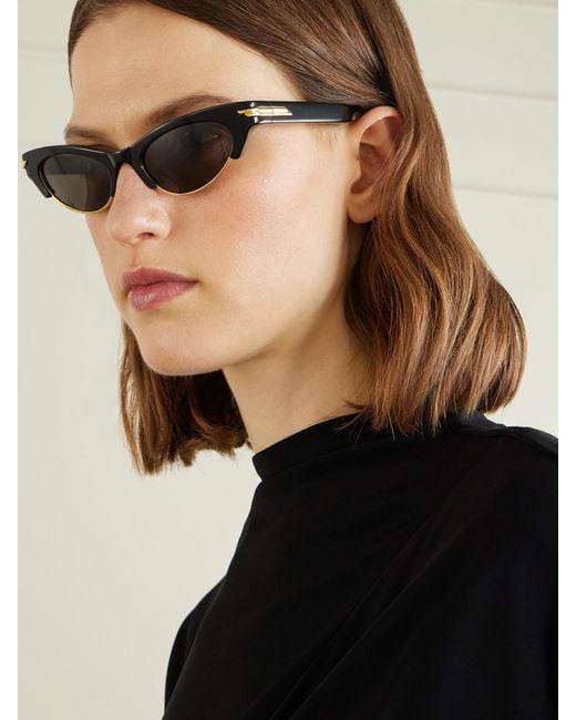 Bottega Veneta Black Cat-Eye Acetate Sunglasses