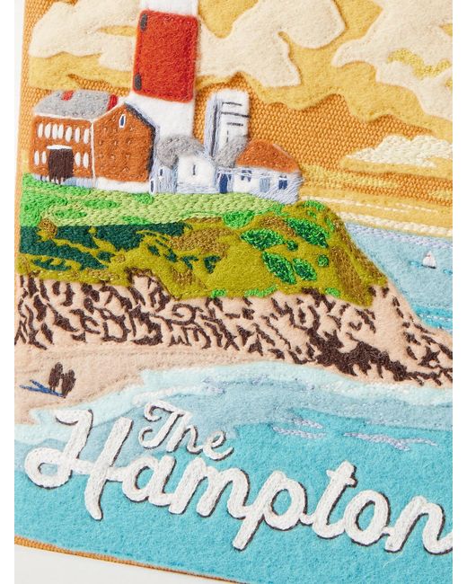 Olympia Le-Tan Blue The Hamptons Embroidered Appliquéd Canvas Clutch