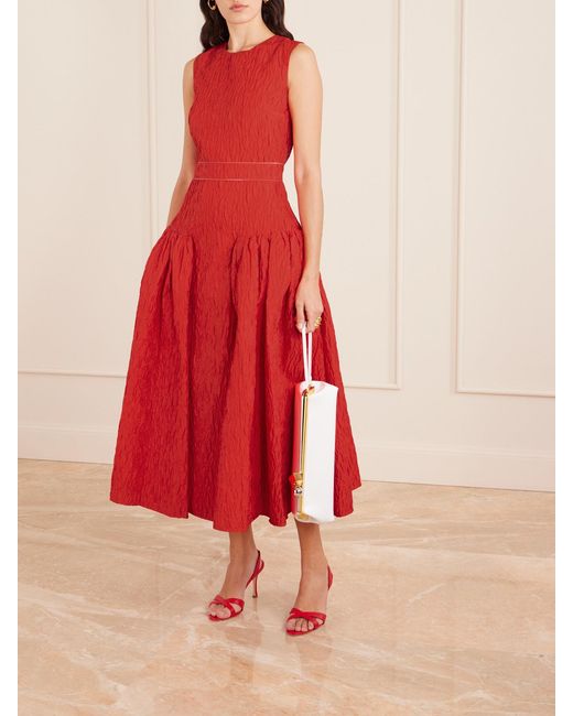 Roksanda Red Aya Cloqué Midi Dress