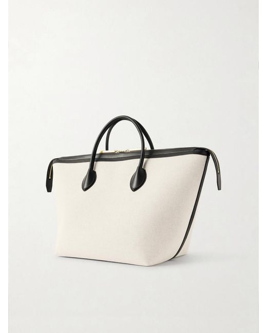 Khaite Natural Kasia Medium Leather-Trimmed Canvas Tote