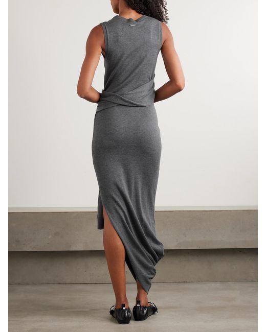 J.W. Anderson Gray Tie-Detailed Wrap-Effect Knitted Maxi Dress