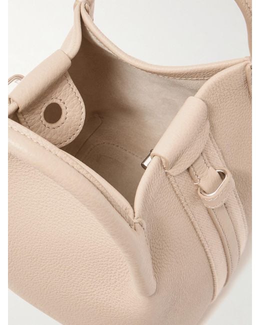 Loro Piana Natural Bale Grosgrain-Trimmed Textured-Leather Shoulder Bag