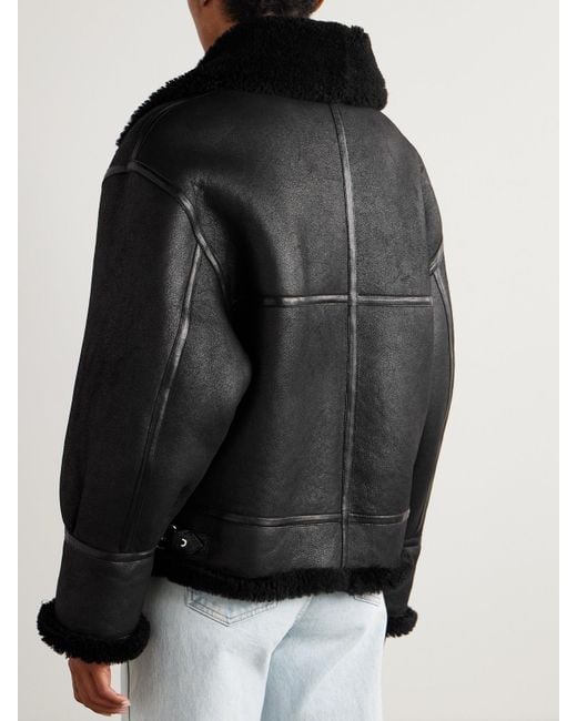 Veste En Peau Lainée Portia Nour Hammour en coloris Black