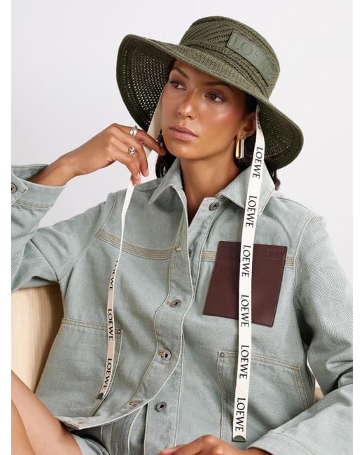 Loewe Green Paula's Ibiza Appliquéd Crocheted Cotton-Blend Bucket Hat