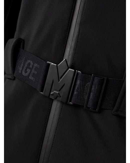 Mackage Black Elle Hooded Belted Shearling-Trimmed Padded Ski Suit