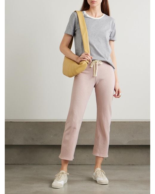 James Perse Natural Cropped Cotton-Terry Track Pants