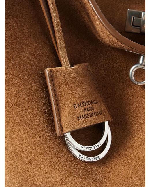 Balenciaga Brown Rodeo Mittelgroße Schultertasche Aus Veloursleder