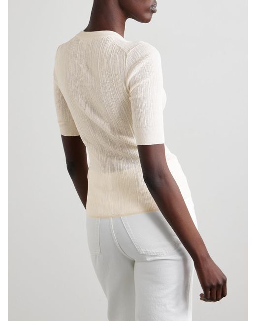 A.L.C. Natural Fisher Ribbed Cotton-Blend Top