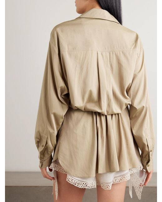 Isabel Marant Natural Keren Belted Gathered Modal-Blend Wrap Blouse
