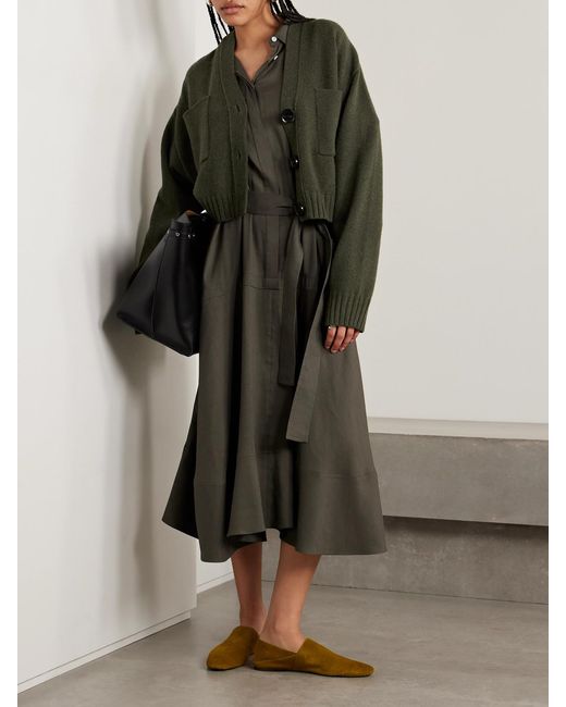 Proenza Schouler Green Sofia Cropped Cashmere And Wool-Blend Cardigan
