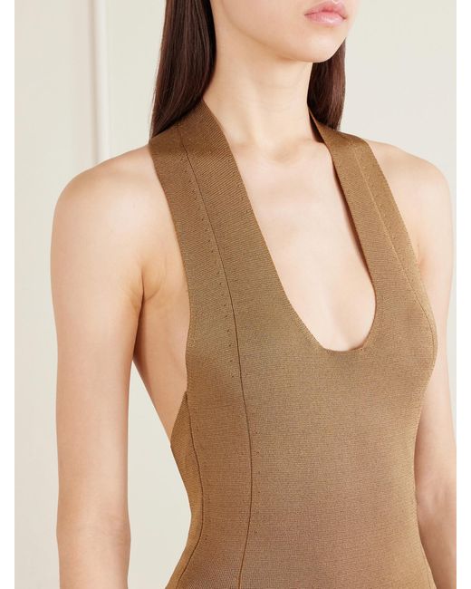 Khaite Natural Mahi Knitted Halterneck Maxi Dress