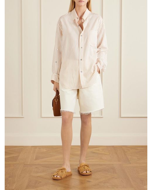 Citizens of Humanity White Ayla Frayed Denim Shorts