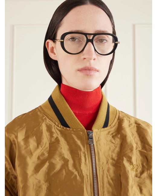 Loewe Black Slim Aviator-Style Acetate Sunglasses