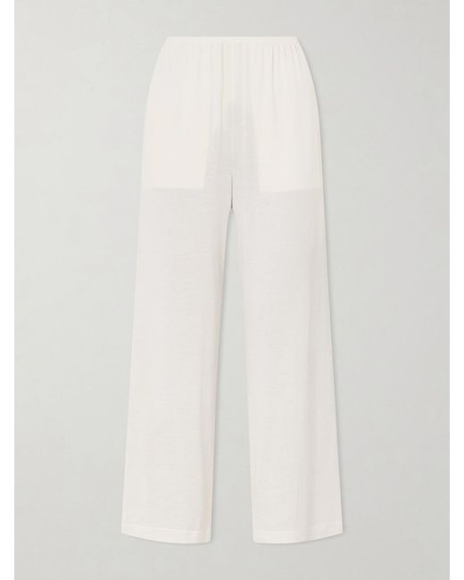 Totême White Cotton And Silk-Blend Straight-Leg Pants