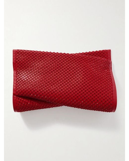 Christian Louboutin Red Loubitwist Clutch Aus Leder Mit Kristallen