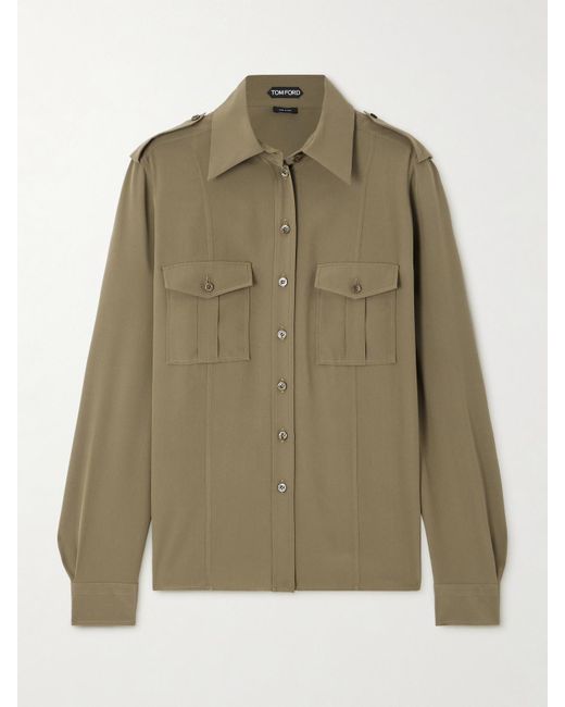 Tom Ford Green Silk Crepe De Chine Shirt