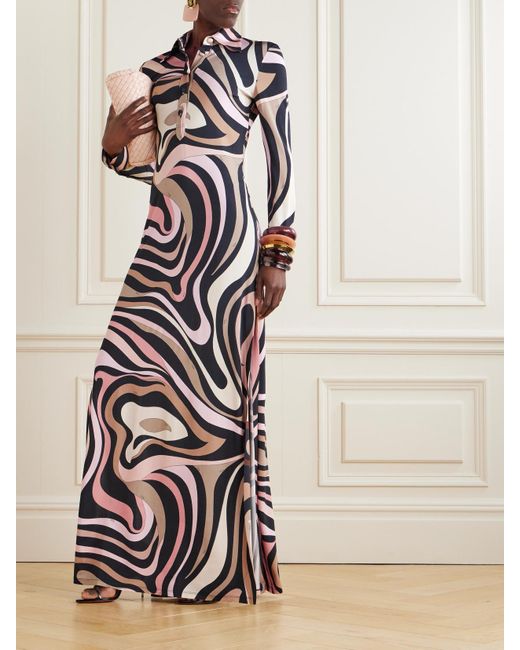 Emilio Pucci White Printed Jersey Maxi Dress