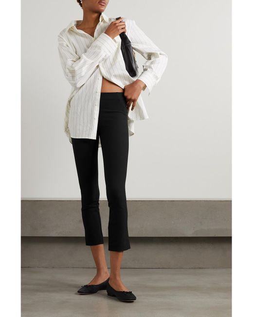 Veronica Beard Black Cropped Stretch-Crepe Skinny Pants
