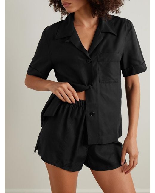 CDLP Black Tencel Lyocell Pajama Shorts