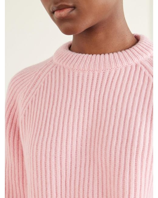 &Daughter Pink Ribbed Mélange Wool Sweater